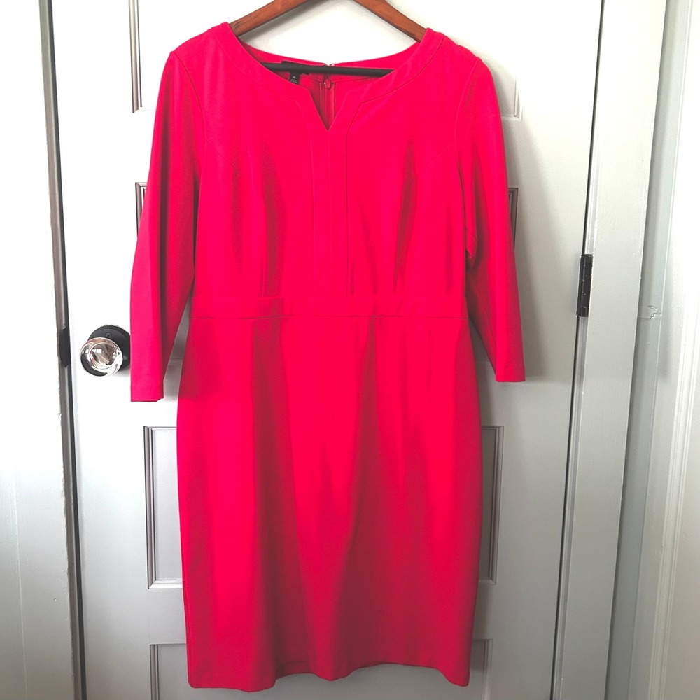 NWTTalbots Magenta Sheath Dress 3/4 Sleeve V Neck Business Career Size 10 - Picture 9 of 11